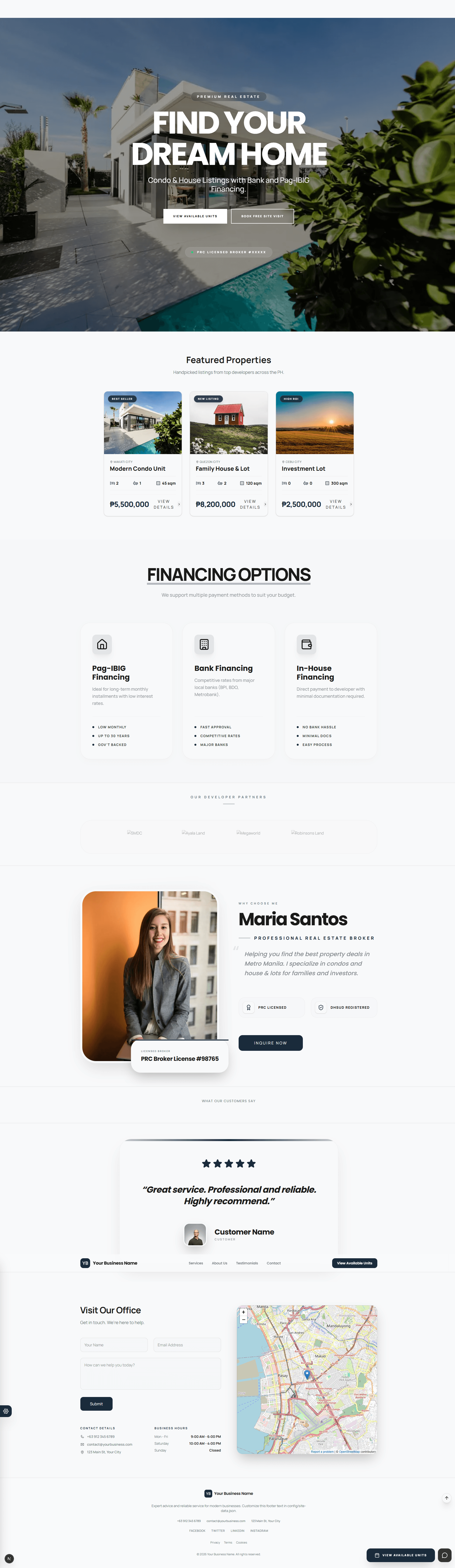 Real Estate website template preview in light mode